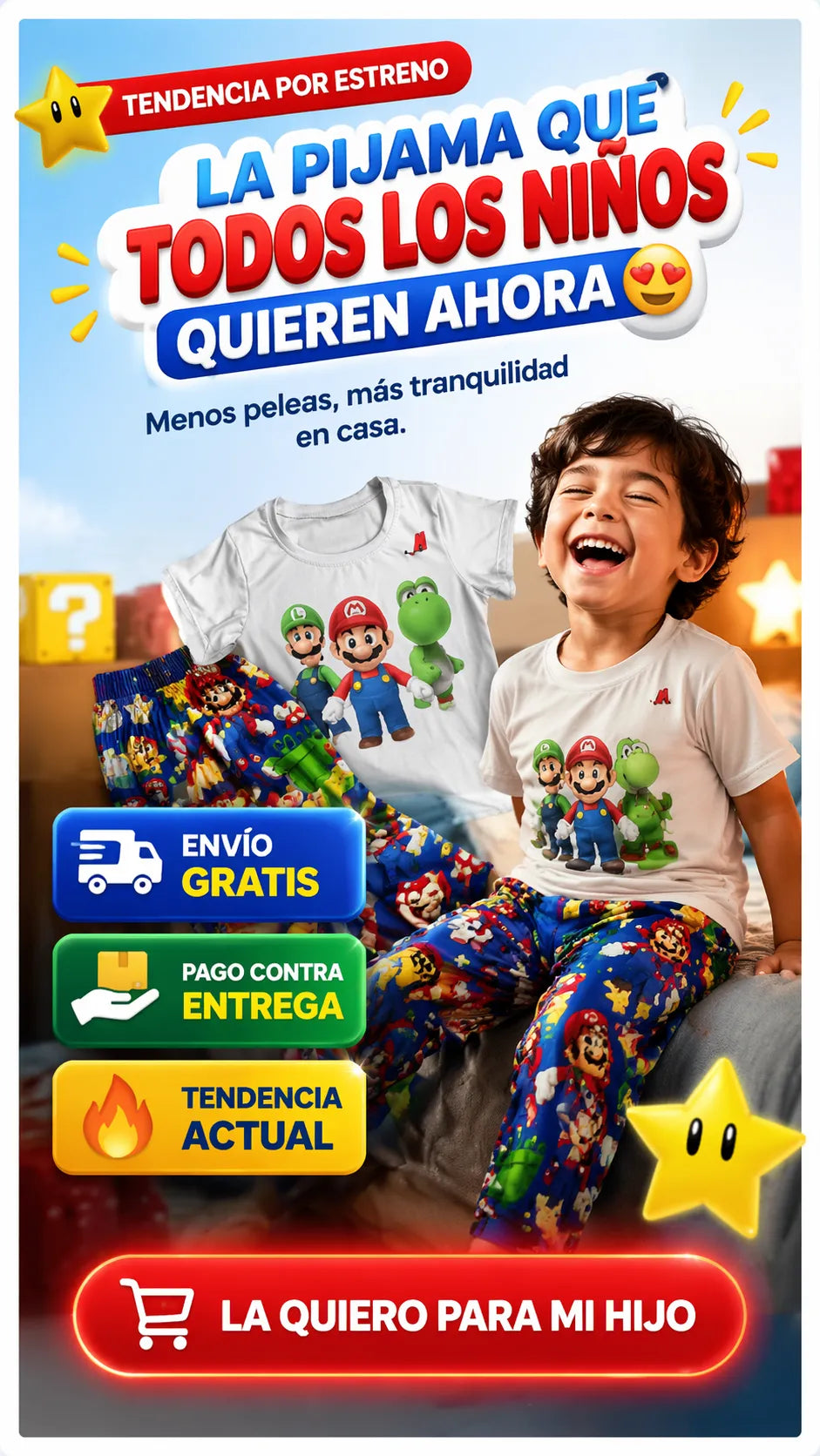 Pijama Piel de durazno Mario Bross Niño